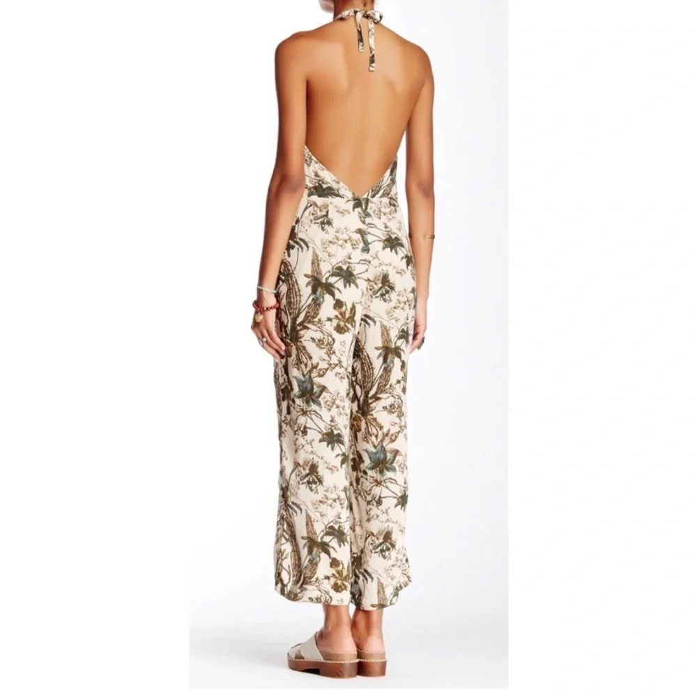 Free People Twisted Halter Floral Print Jumpsuit Size 2